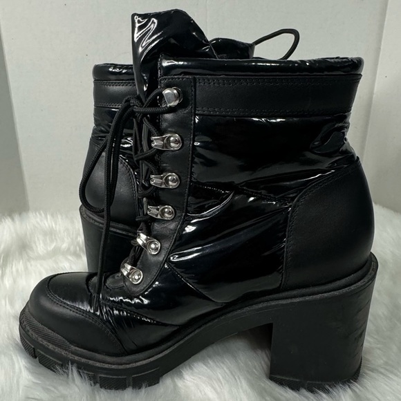 Marc Fisher Mlvaina Combat Puffer Black Lace Up Block Heel Boot Goth Punk Grunge - Picture 5 of 9